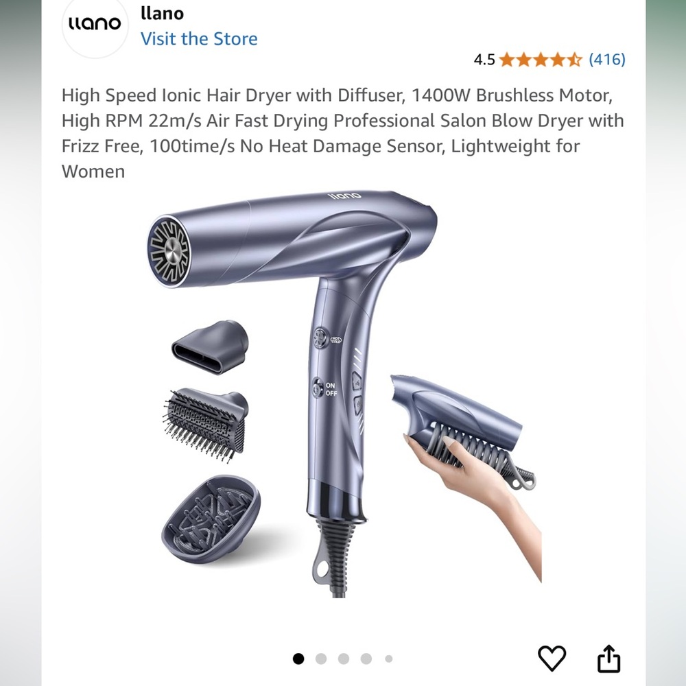 Brand new in box liano hair dryer. 4.3 stars on amazon. All details in pictures.
